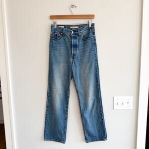 Levi's Ribcage Straight Leg High Rise Button-Fly Denim Jeans Blue 26